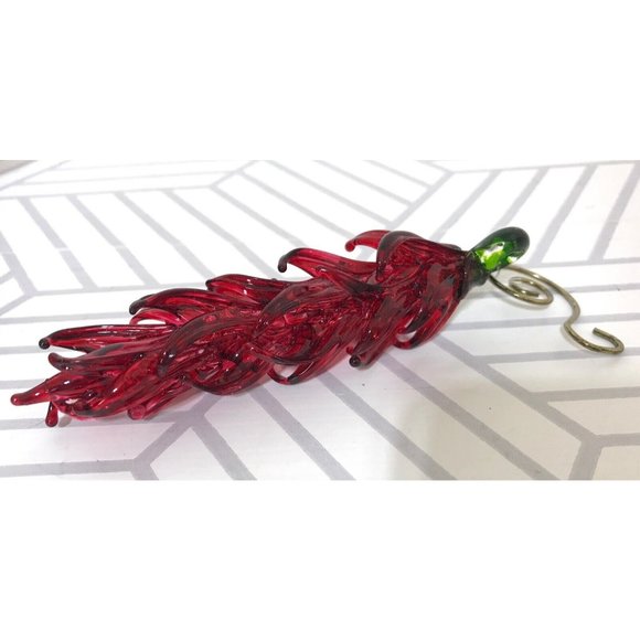 Vintage Lot of 10 Blown Glass Bird Pepper Flower Christmas Ornaments - Picture 10 of 14